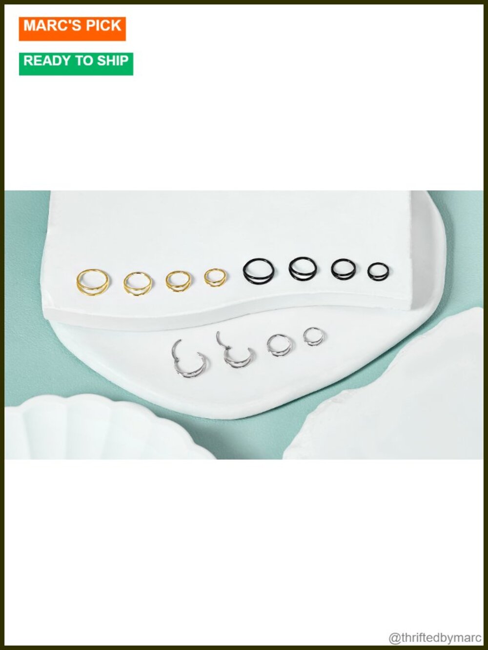 Titanium Double Hoop Nose Ring 20G 18G Hypoallergenic Piercing Jewelry 6-9mm - Picture 6 of 6